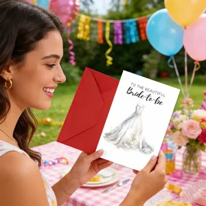 Tarjeta de felicitación de vestido de novia en acuarela para despedida de soltera con sobre.