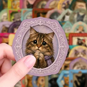 Vintage Bilderrahmen Katze Aufkleber, niedliches flauschiges Haustier wasserdicht DIY.