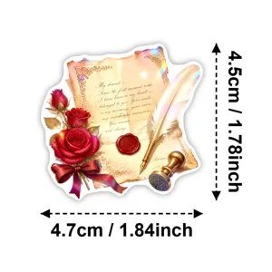 Autocollant de lettre de rose style vintage européen, article de papeterie décoratif.