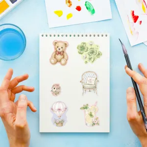 Vintage aquarel stickers voor dagboek, decoratieve esthetische stickers voor handwerk.