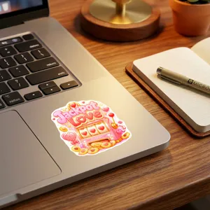 Cute pink candy slot machine sticker aesthetic waterproof decal for laptop luggage journal.