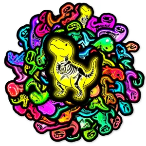 50 pcs pegatinas de esqueleto de dinosaurio neon x-ray impermeable calcomania chula