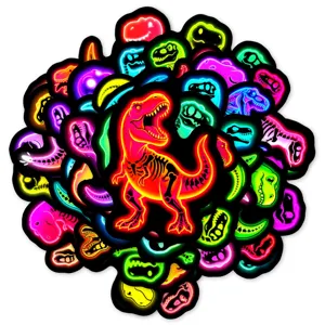 Pegatinas de esqueleto de dinosaurio de neón colorido, set impermeable para decoración.