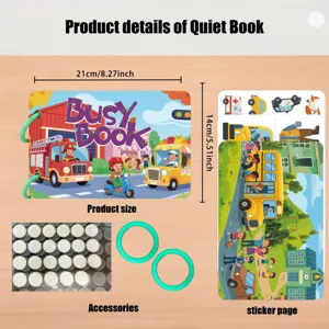 Kids Montessori Busy Book Educational Toy Quiet Book with Stickers and Accessories