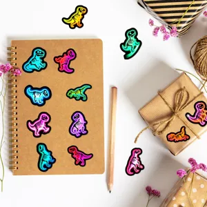 Pegatinas de esqueleto de dinosaurio colorido, pack de calcomanias impermeables para laptop.