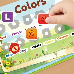 Children early education busy book color and number matching detail view for kids learning.