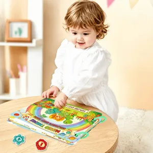 Children quiet book detail scene, early education puzzle toy with reusable paste pieces.