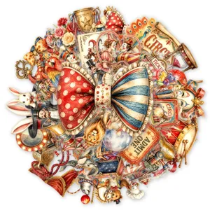 Set di adesivi PET circo vintage, decorazione impermeabile per diario e bricolage.
