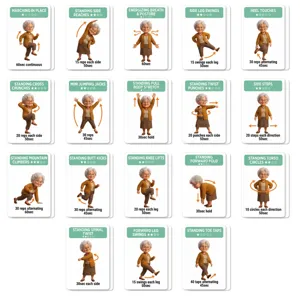 18 tarjetas de ejercicios de fitness aeróbico de bajo impacto para la salud y rehabilitación de adultos.