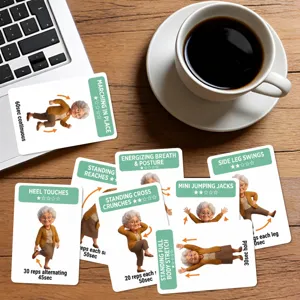 Conjunto de tarjetas de ejercicios de fitness para personas mayores y movilidad suave