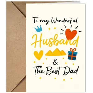 Carte de vœux fête des pères détail, super mari et meilleur papa carte cadeau avec enveloppe.