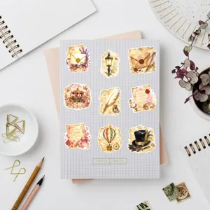 Lot de 50 autocollants rétro européens, matériel décoratif pour journal intime et lettres antiques