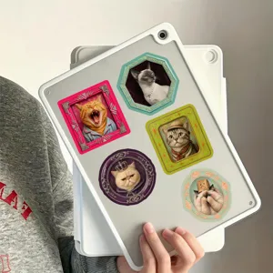 Retro Katzen Aufkleber wasserdichte Sticker fuer Tagebuch basteln und niedliche Laptop Deko