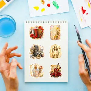 Pack d'autocollants rétro européens, autocollants décoratifs de lettres anciennes.