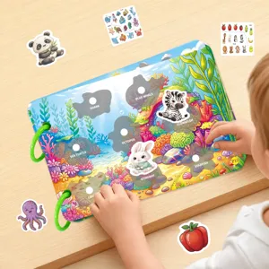 Libro sensorial educativo reutilizable DIY para niños tema océano pegatinas juego