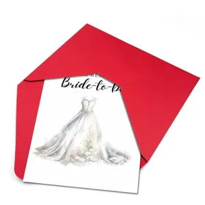 Tarjeta de felicitación vestido novia acuarela invitación despedida de soltera para mujer
