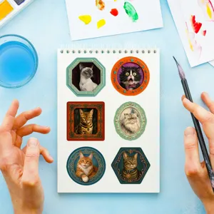 Vintage Bilderrahmen Katzen Sticker Set, wasserdichte Tagebuch Aufkleber für DIY Basteln.