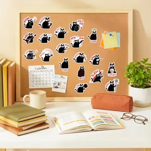 Funny black cat stickers waterproof cute cartoon decals for journaling laptop decor