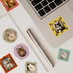 50 Stk. Vintage Fotorahmen Katzen Aufkleber Wasserdicht Tagebuch DIY Deko Aufkleber Set