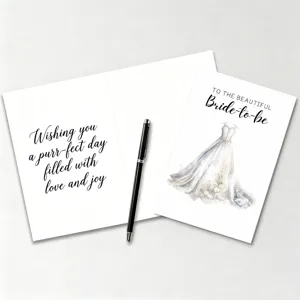 Tarjeta de felicitación de boda para novia con diseño de vestido de acuarela para despedida soltera.