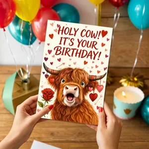 Süße Hochlandrind Geburtstag Grußkarte Set Lustige Tier Glückwunschkarte mit Umschlag