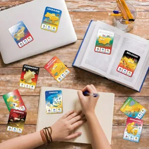 Conjunto de tarjetas de aprendizaje de geografía europea para niños, pegatinas de mapas.