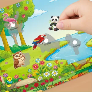 Children early education quiet book animal cognitive Velcro sticker busy book detail view