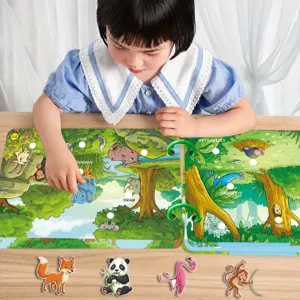 Kids animal cognitive quiet book with Velcro stickers, early learning interactive toy.
