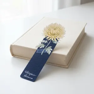 Watercolor chrysanthemum paper bookmark aesthetic floral book page marker stationery detail view