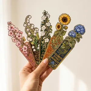Set de 5 marque-pages floraux vintage inspirants et esthétiques pour tous les lecteurs.