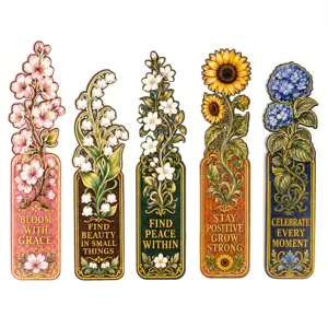 Ensemble de 5 marque-pages floraux vintage avec citations inspirantes pour étudiants et lecteurs
