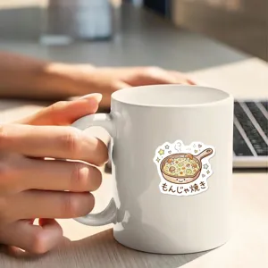 Weißer Keramik Kaffeetasse mit süßem japanischen Monjayaki Cartoon Design gedruckt