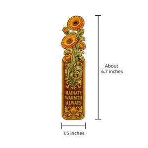 Vintage floral paper bookmark detail showing size and design features for reading lovers.
