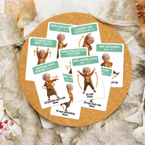 Tarjetas de ejercicio de fitness para mayores set entrenamiento rehabilitación baja intensidad personas