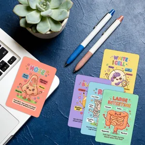 Cute human anatomy flashcards for kids, educational organ and cell learning cards detail.