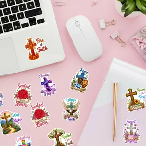 Adesivi decorativi impermeabili di fede cristiana, set 50 pezzi di adesivi con slogan.