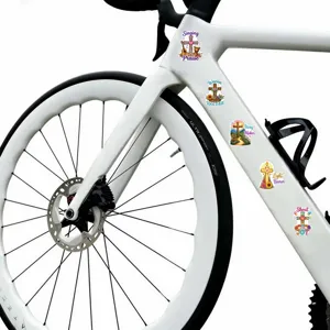 Adesivi cristiani croce impermeabili vista dettaglio su telaio bicicletta decoro