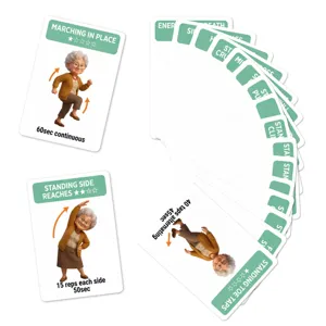 Set de tarjetas de ejercicios para adultos mayores entrenamiento aeróbico de bajo impacto.