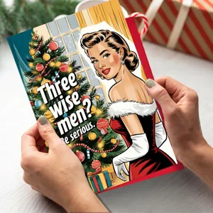 Vintage Retro Comic Weihnachtsgrusskarte mit lustigem Spruch und Umschlag, Geschenk.