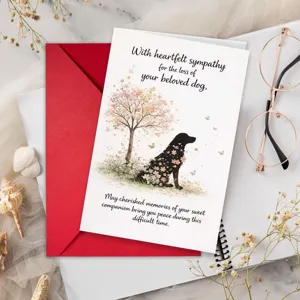 Herzliche Beileidskarte zum Verlust des Hundes mit wunderschönem Aquarell Hundemotiv und Spruch.
