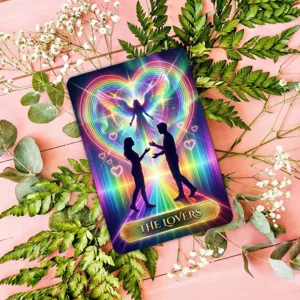 Holographic neon tarot cards set aesthetic esoteric divination board game party magical deck card