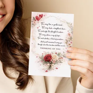 Sympathy greeting card with warm poem and floral design for friends, condolence encouragement.