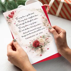 Heartfelt sympathy greeting card with floral watercolor design and encouraging poem for friends.
