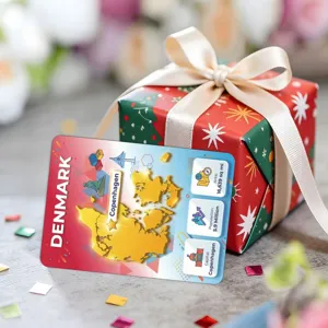 Tarjeta de aprendizaje de geografía de Dinamarca regalo interactivo con estadísticas y hitos