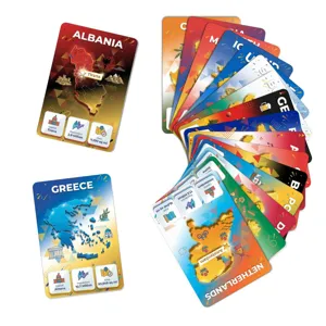 Tarjetas flash geográficas educativas europeas para niños, juego de cartas de mapas.