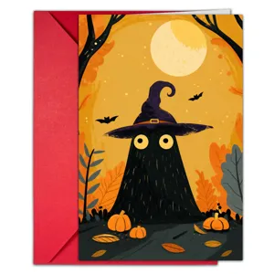 Carte de voeux Halloween mignon dessin animé fantôme citrouille illustration avec enveloppe.