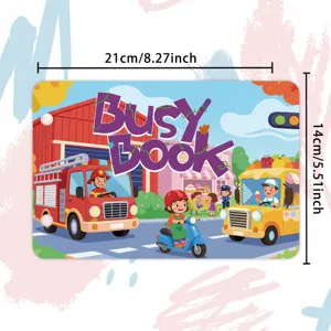 Reusable transportation theme busy book interactive toy for kids learning and puzzle fun.