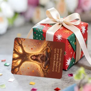 Inspirierende Grußkarte mit Motivationszitat und Geschenkbox für emotionale Momente.
