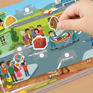 Reusable transportation busy book sticker interactive toy for kids early educational learning.