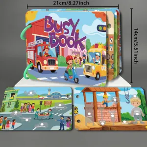 Kids Montessori Busy Book Transport Theme Interactive Educational Toy Quiet Book 21x14cm